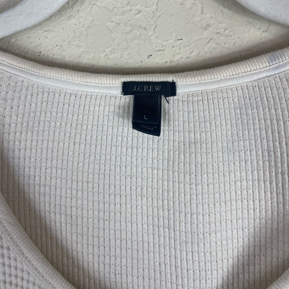 J. Crew Striped Waffle Knit Thermal Henley Long Sleeve Top Size Large - Picture 6 of 8